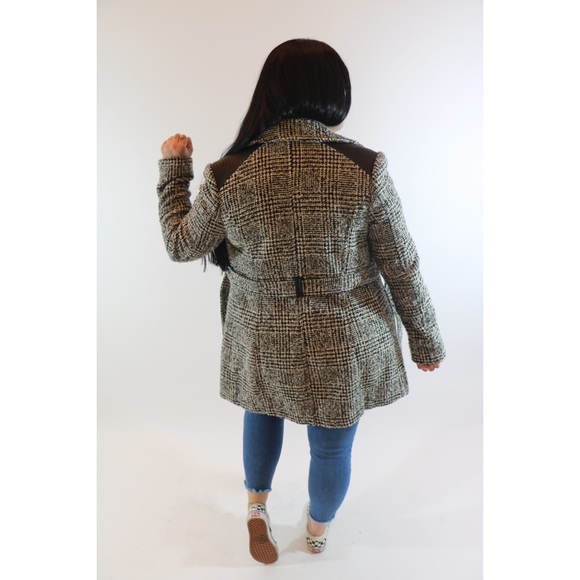 Black and White Ink Winter Pea Coat Red Interior - Picture 3 of 3